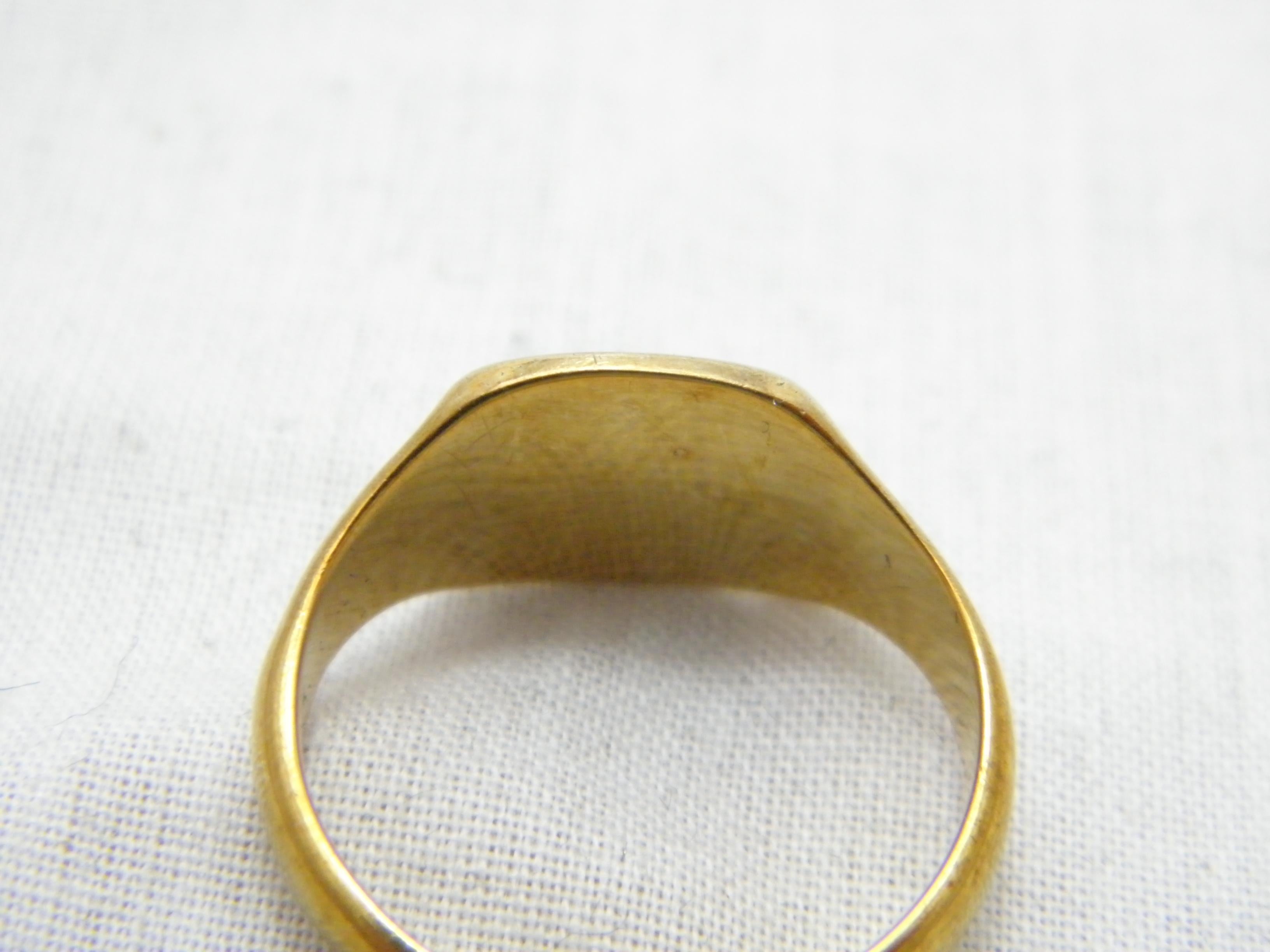 Vintage 9ct Gold schwerer Siegelring 375 Reinheit Chester Assay 5,9g im Angebot 1