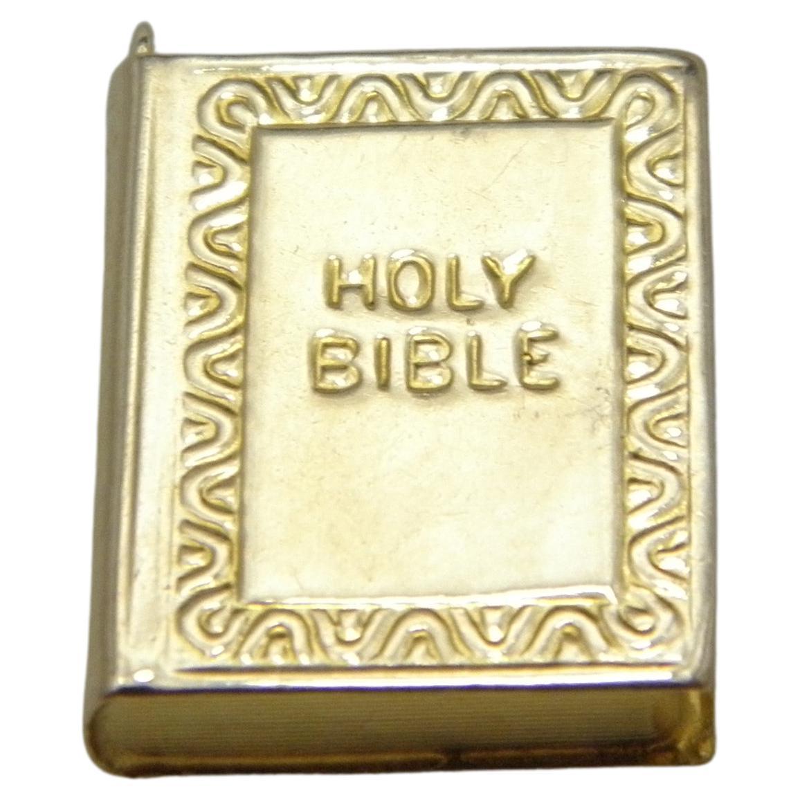 Vintage 9ct Gold Holy Bible Pendant Charm Fob c1962 375 Purity Large WHC