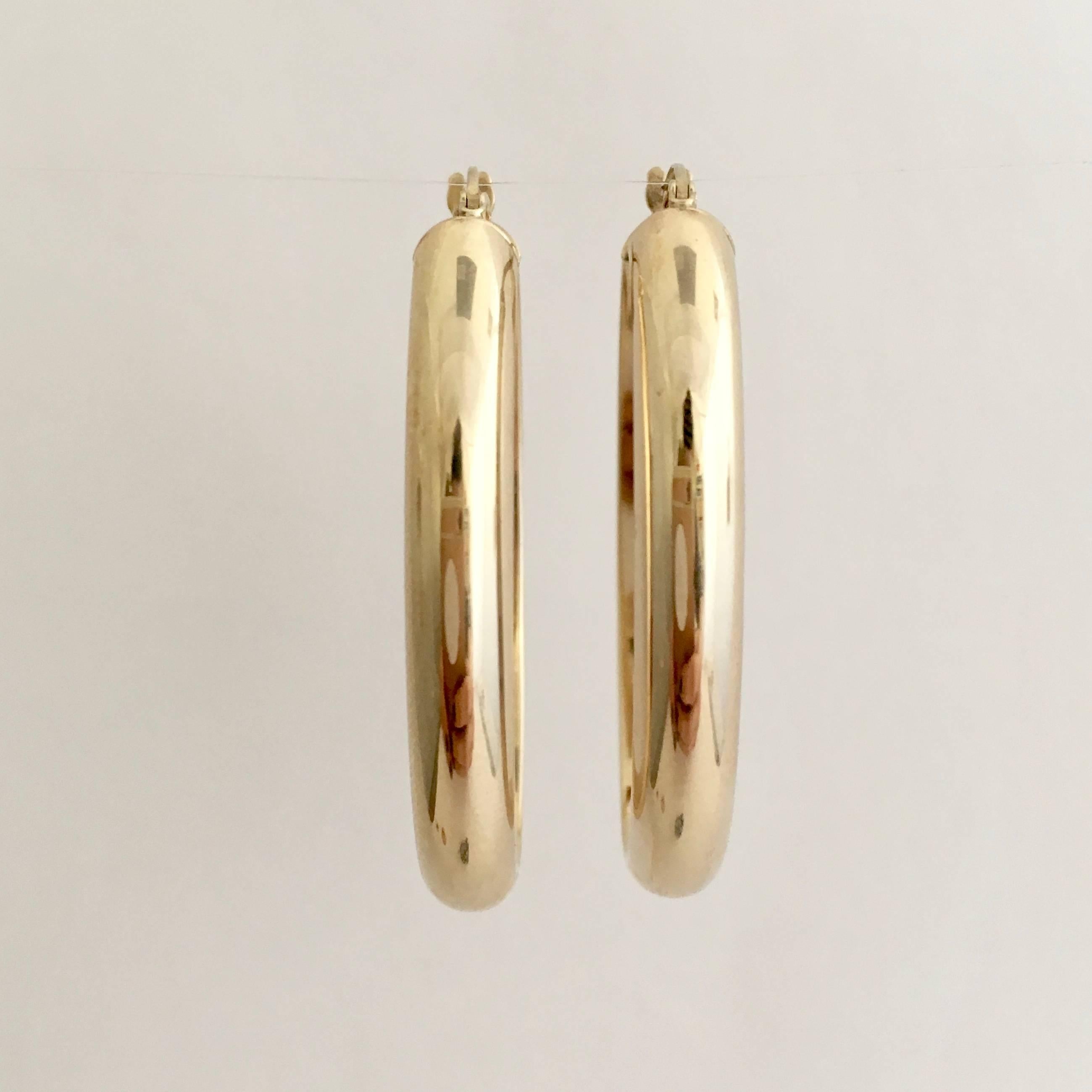 Contemporary Gold Hoops Vintage Jewelry Large Elongated Oval Statement Hoop Earrings