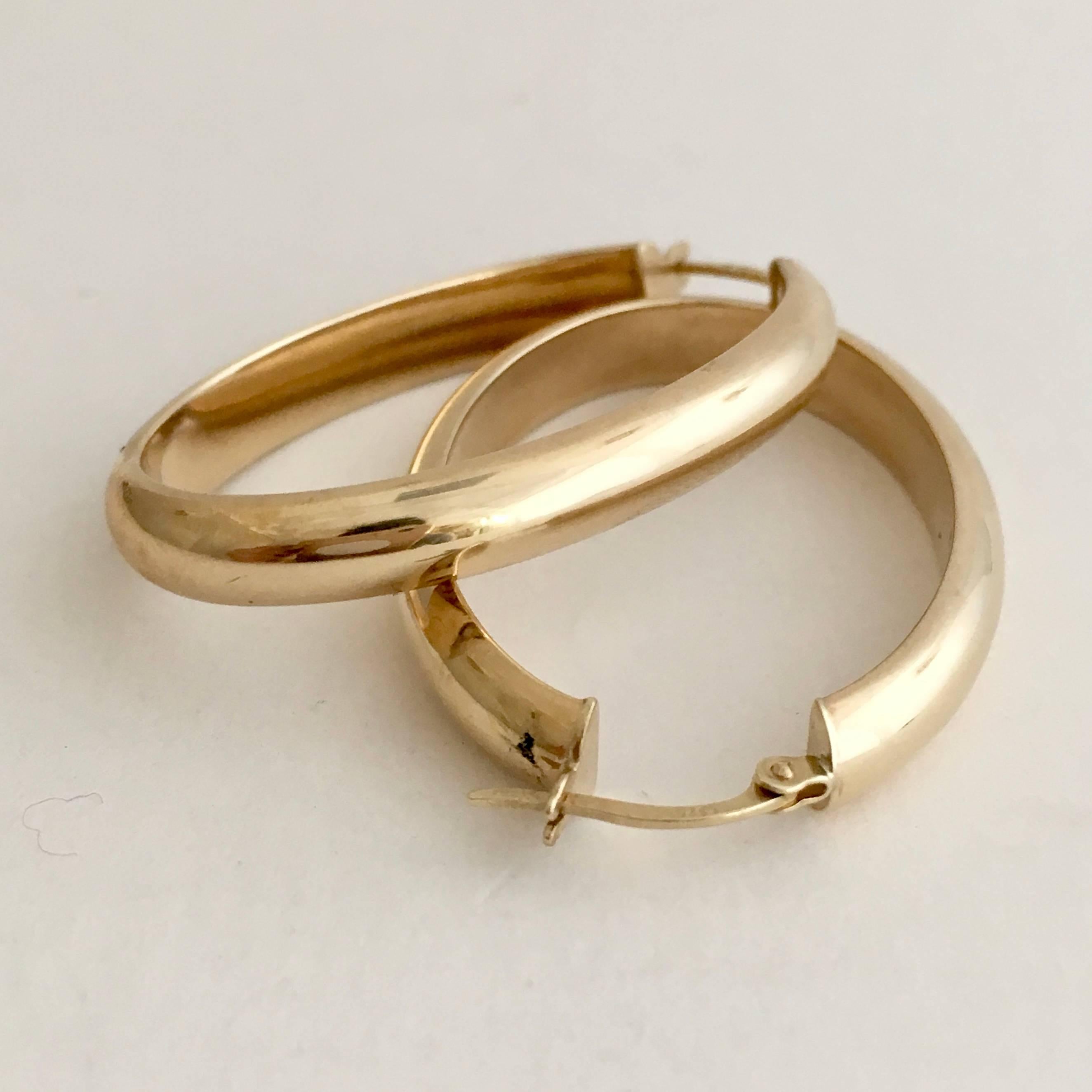 Women's or Men's Gold Hoops Vintage Jewelry Large Elongated Oval Statement Hoop Earrings