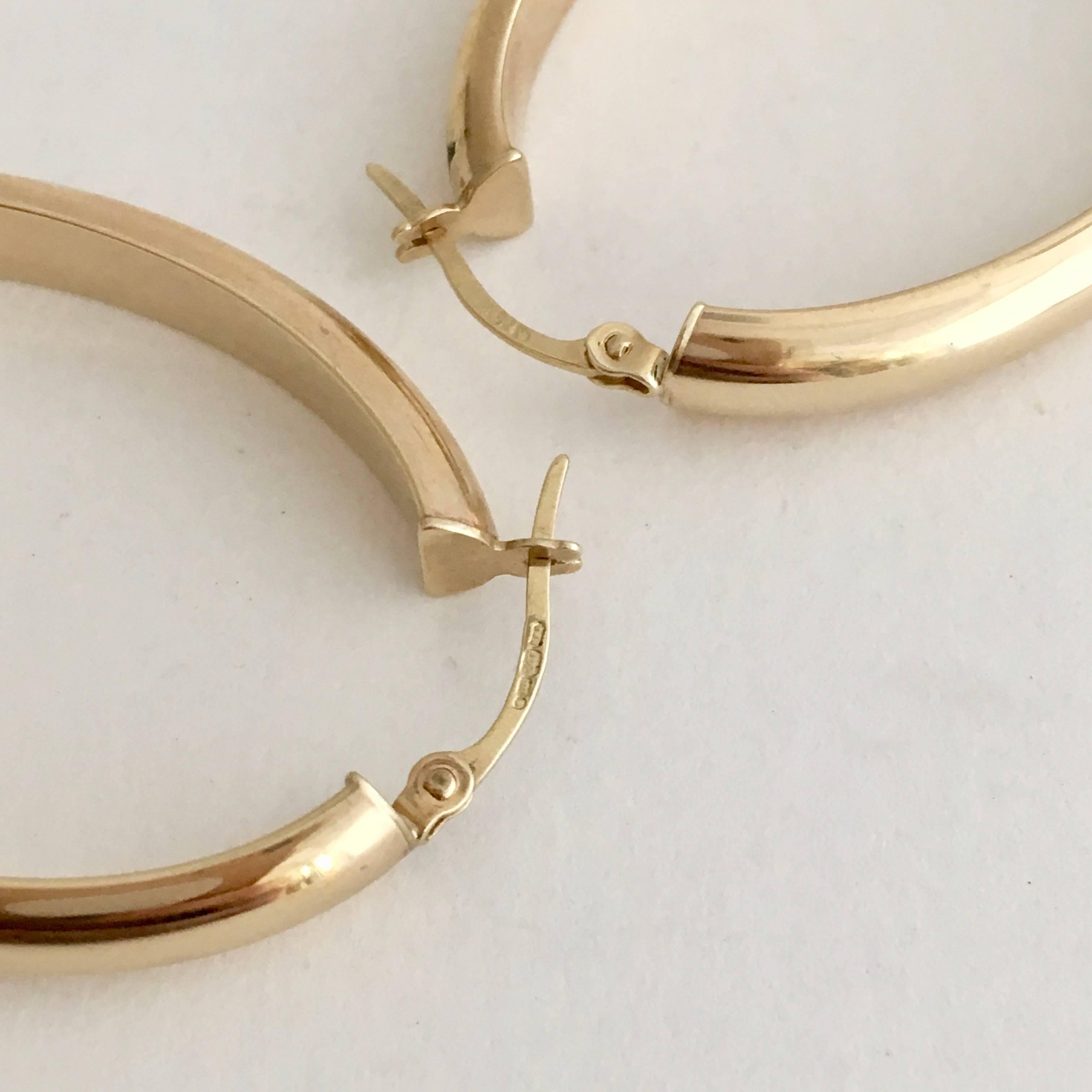 Gold Hoops Vintage Jewelry Large Elongated Oval Statement Hoop Earrings 1