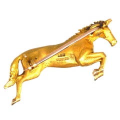 Vintage 9ct Gold Jumping Horse Brooch by Alabaster & Wilson