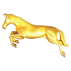 Vintage 9ct Gold Jumping Horse Brooch by Alabaster & Wilson