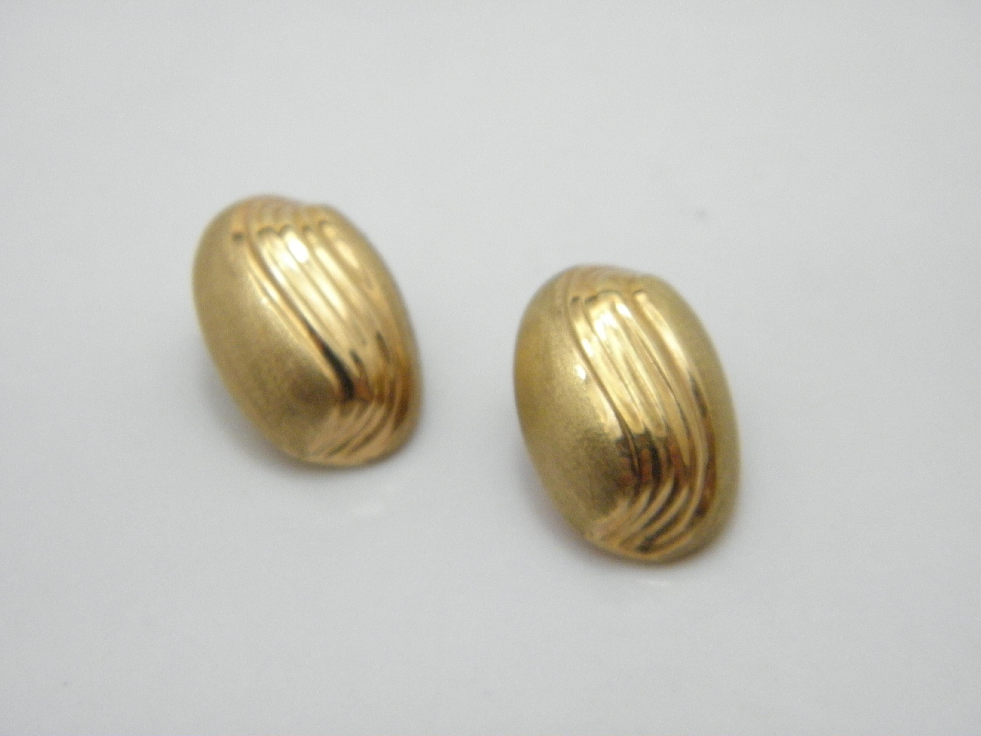 Vintage 9ct Gold Large Coffee Bean Clip On Earrings 375 Purity VGC 2.5g For Sale 4