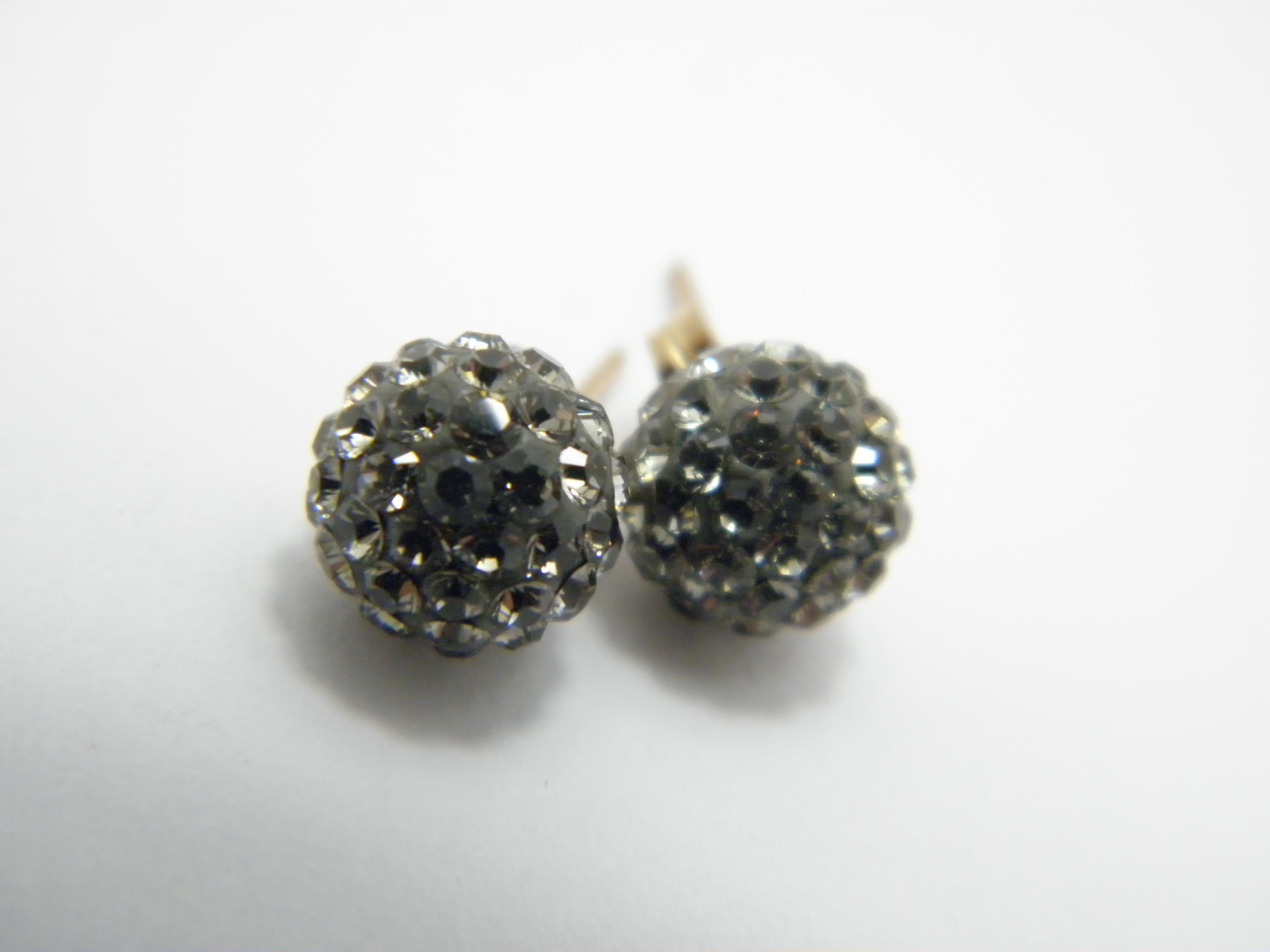 Vintage 9ct Gold Large Glitter Ball Crystal Stud Earrings 375 Purity VGC For Sale 2