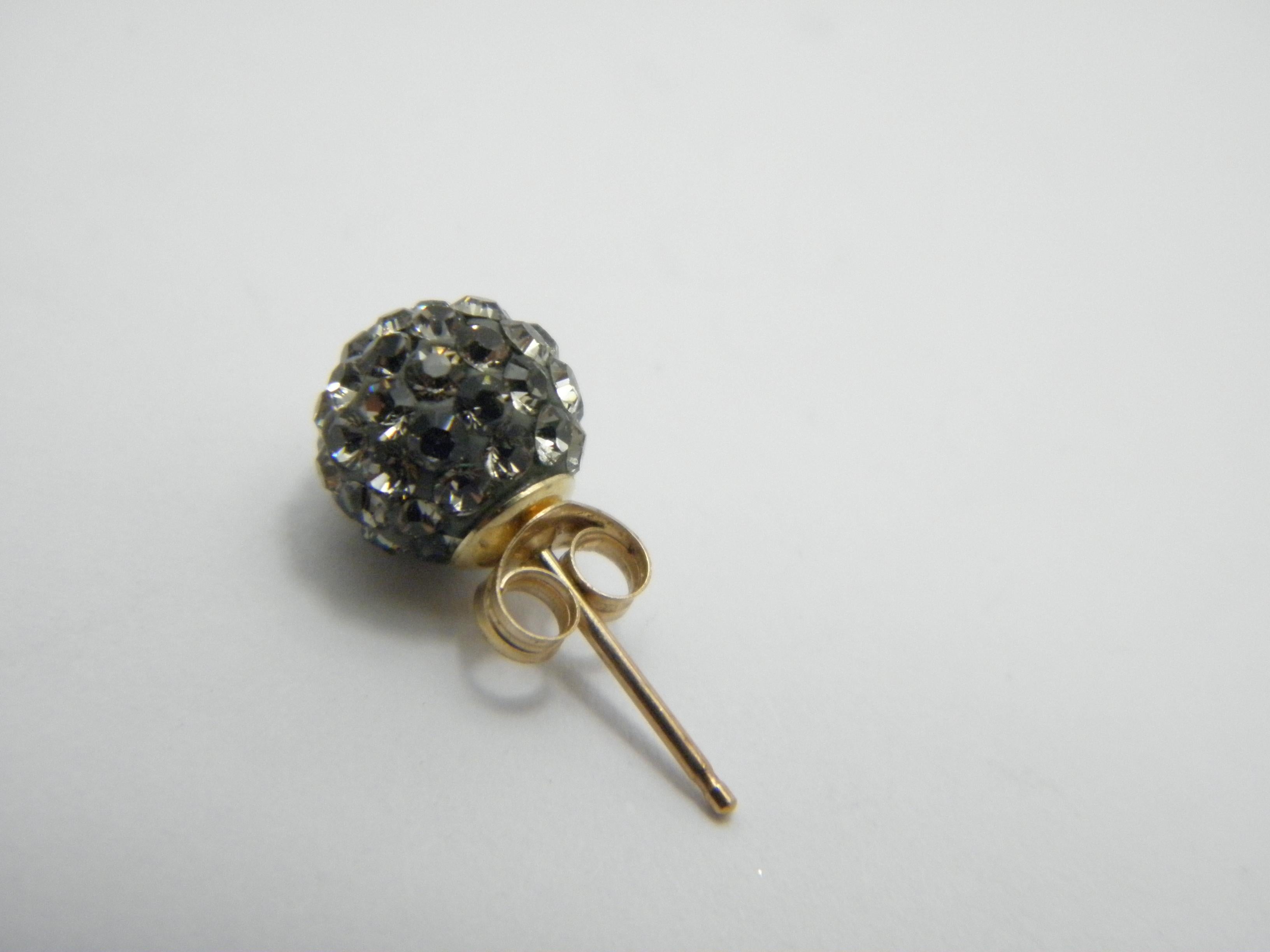 Vintage 9ct Gold Large Glitter Ball Crystal Stud Earrings 375 Purity VGC In Good Condition For Sale In Camelford, GB