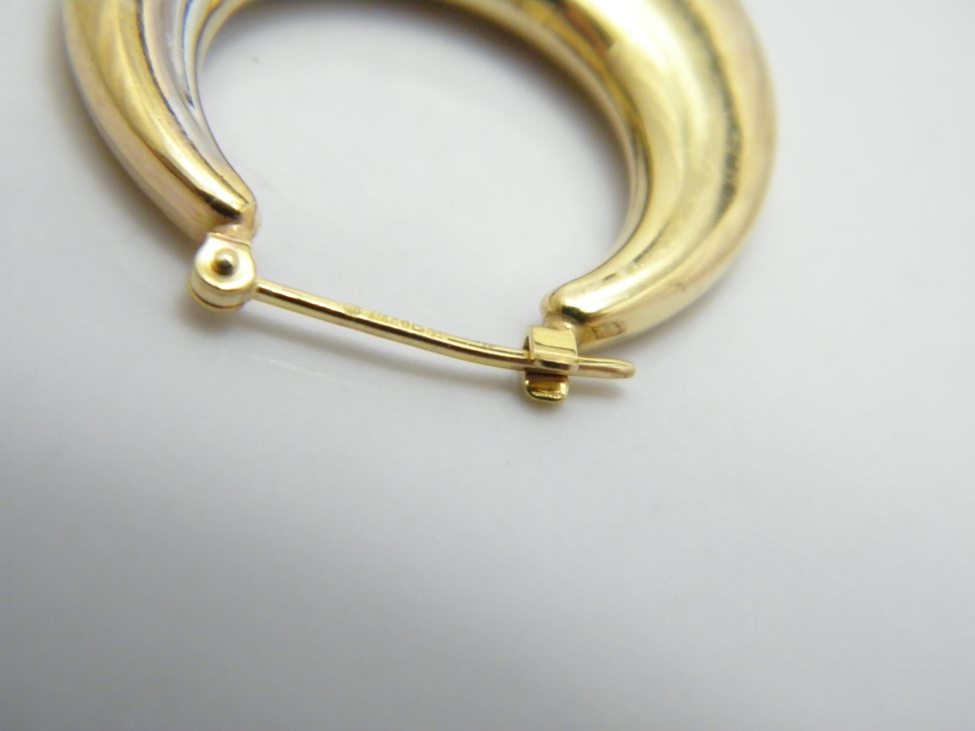 Vintage 9ct Gold Large Hoop Dangle Earrings 3 Tone 375 Purity Huggie Creole For Sale 3