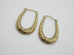 Vintage 9ct Gold Large Huggie Hoop Earrings 375 Purity Drop Creole