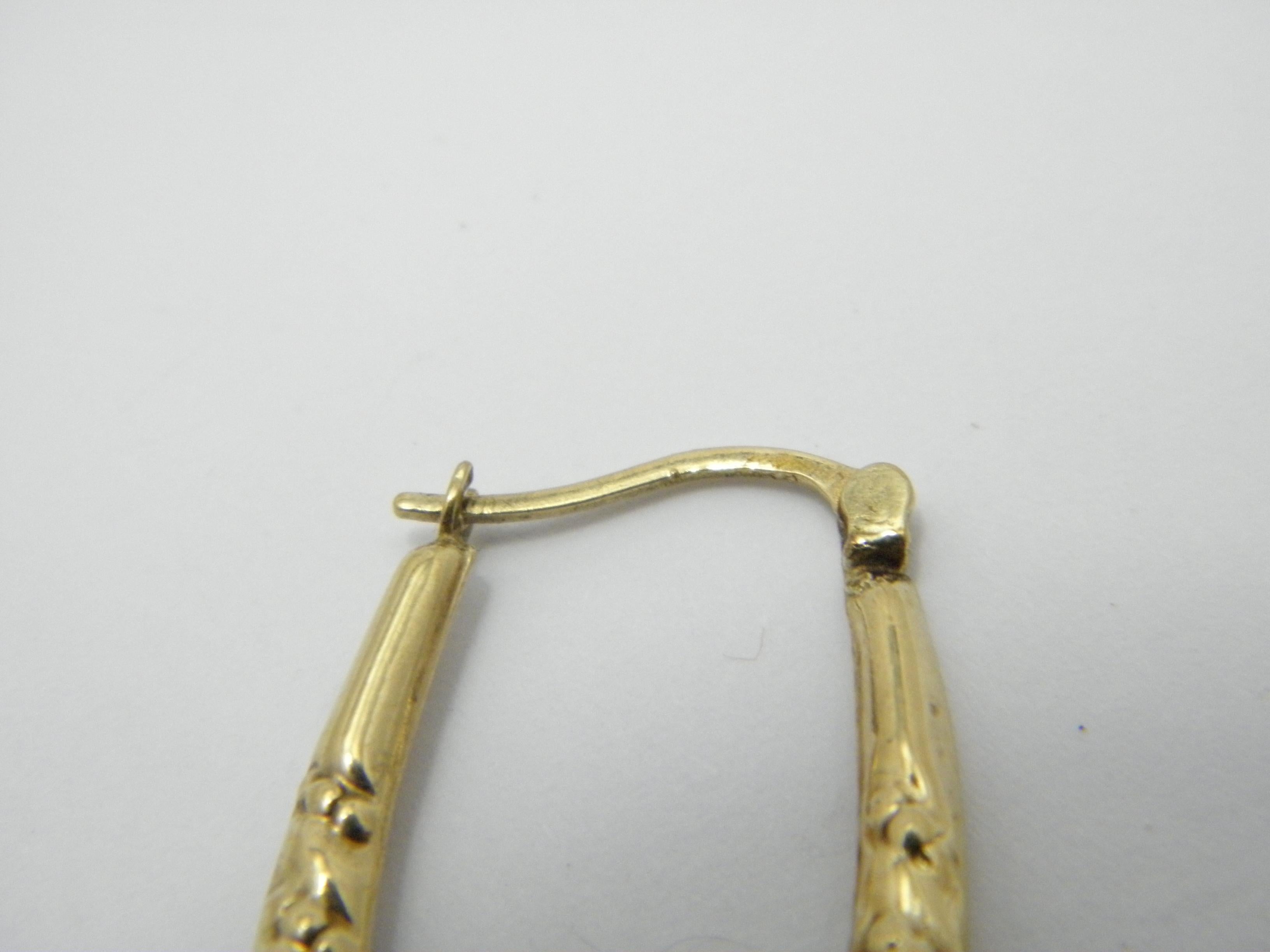 Vintage 9ct Gold Large Huggie Hoop Earrings 375 Purity Drop Creole In Good Condition For Sale In Camelford, GB