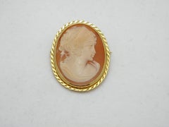 Vintage 9ct Gold Large Shell Cameo Brooch Pin c1970s Heavy 6.2g 375 Purity