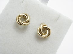 Vintage 9ct Gold Large Swirl Knot Stud Earrings 375 Purity VGC
