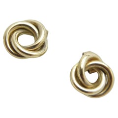 Vintage 9ct Gold Large Swirl Knot Stud Earrings 375 Purity VGC