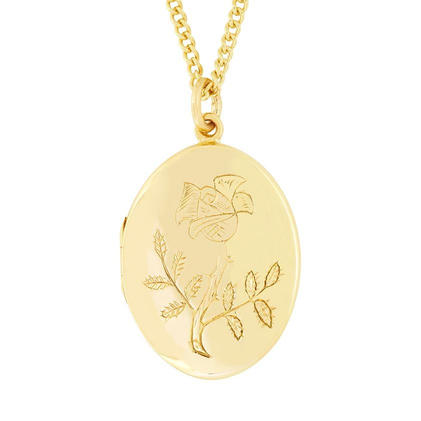 Vintage 9ct Gold Locket Pendant, hallmarked 1971 In Good Condition For Sale In London, GB