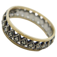 Vintage 9ct Gold Marcasite Full Eternity Ring N1/2 7 375 925 Purity