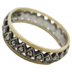 Vintage 9 Karat Gold Marcasite Ewigkeitsring N1/2 7 375 925 Reinheit