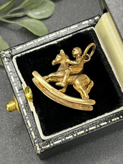 Colgante vintage de oro de 9 ct, con forma de caballo balancín, Londres Hallmarked 1968