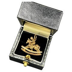Colgante vintage de oro de 9 ct, con forma de caballo balancín, Londres Hallmarked 1968