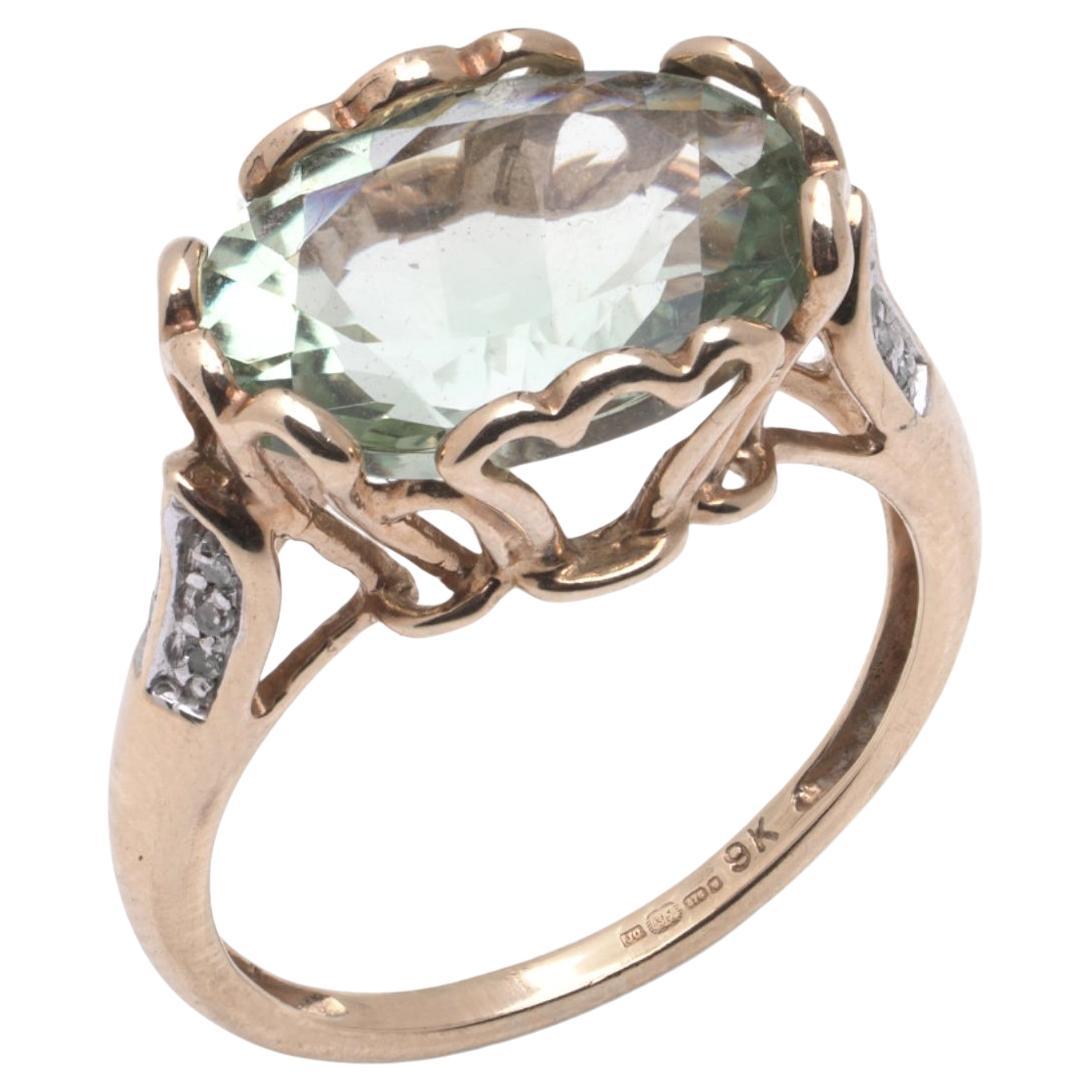 Vintage 9ct Gold Natural Aquamarine Ring en vente