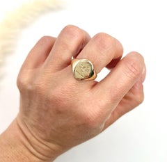 Vintage 9ct Gold, Oval Shaped Eagle Intaglio Signet Ring, Hallmarked London 1974