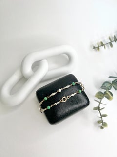Vintage 9ct Gold, Pearl & Jadeite Bracelet