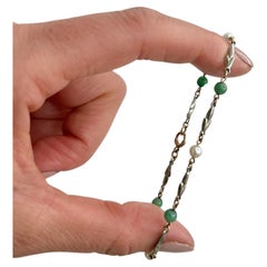 Bracelet vintage en or 9ct, perles et jadéite