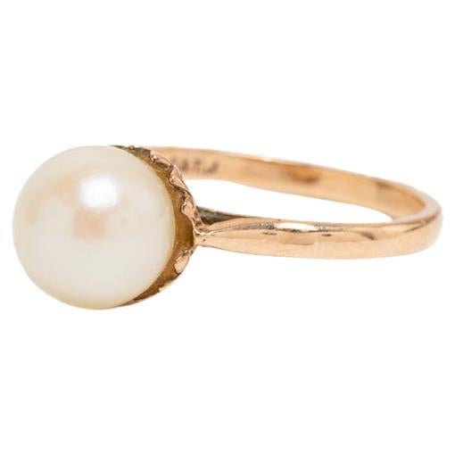 Vintage 9ct Gold Pearl Ring For Sale