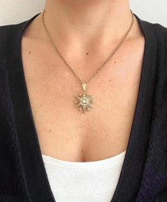 Ciondolo vintage a forma di stella con perla, in oro 9 carati, con punzone di Londra del 1981