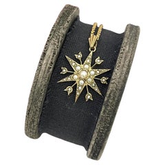 Ciondolo vintage a forma di stella con perla, in oro 9 carati, con punzone di Londra del 1981