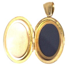 Vintage 9ct Gold Plain Oval Locket Pendant w/ Two Compartments
