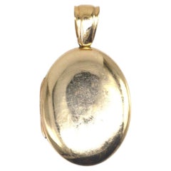 Vintage 9ct Gold Plain Oval Locket Pendant w/ Two Compartments