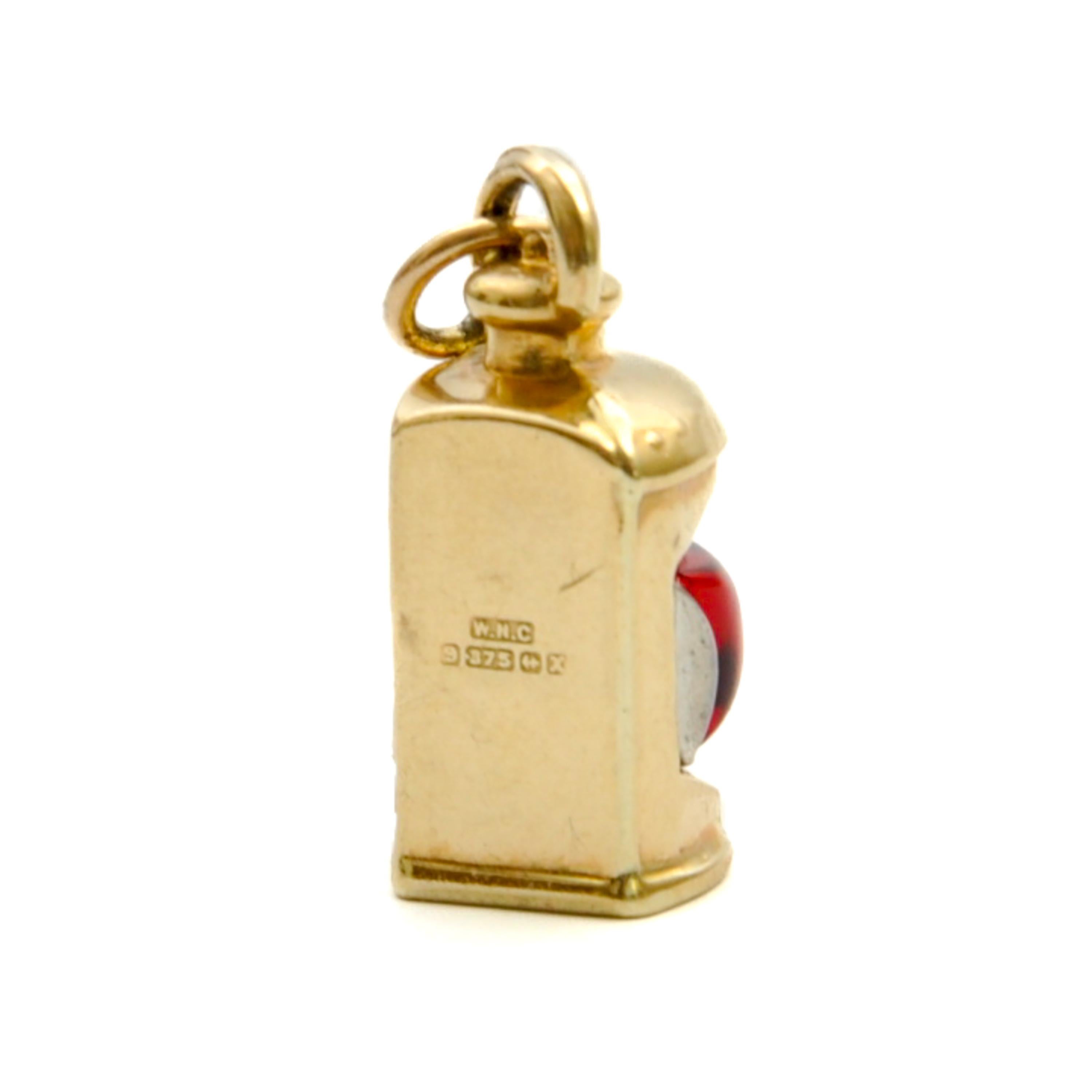 Vintage 9ct Gold Red Glass Lantern Charm  4