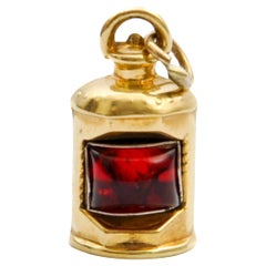 Vintage 9ct Gold Red Glass Lantern Charm 