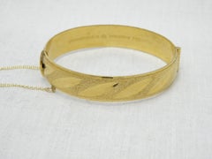 Vintage 9ct Gold 'Rolled' Diamond Cut Cuff Hinged Bracelet Bangle 375 Purity