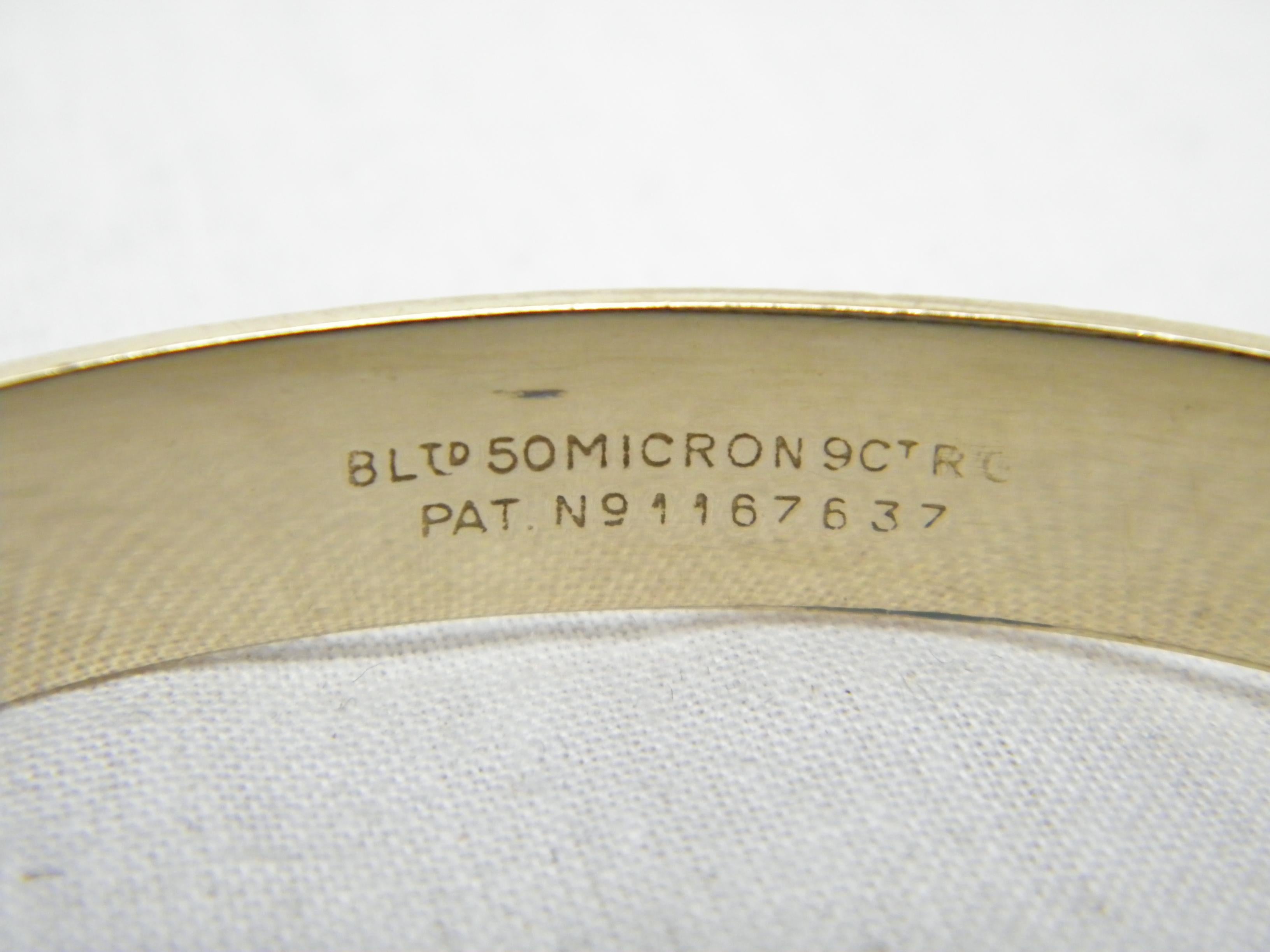 Armreif mit Scharnier, 9 Karat Gold 'Rolled' mit Blumengravur, Reinheit 375 im Angebot 4