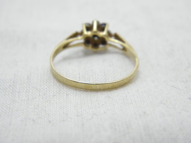 Vintage 9ct Gold Sapphire Diamond Cluster Ring 375 Purity