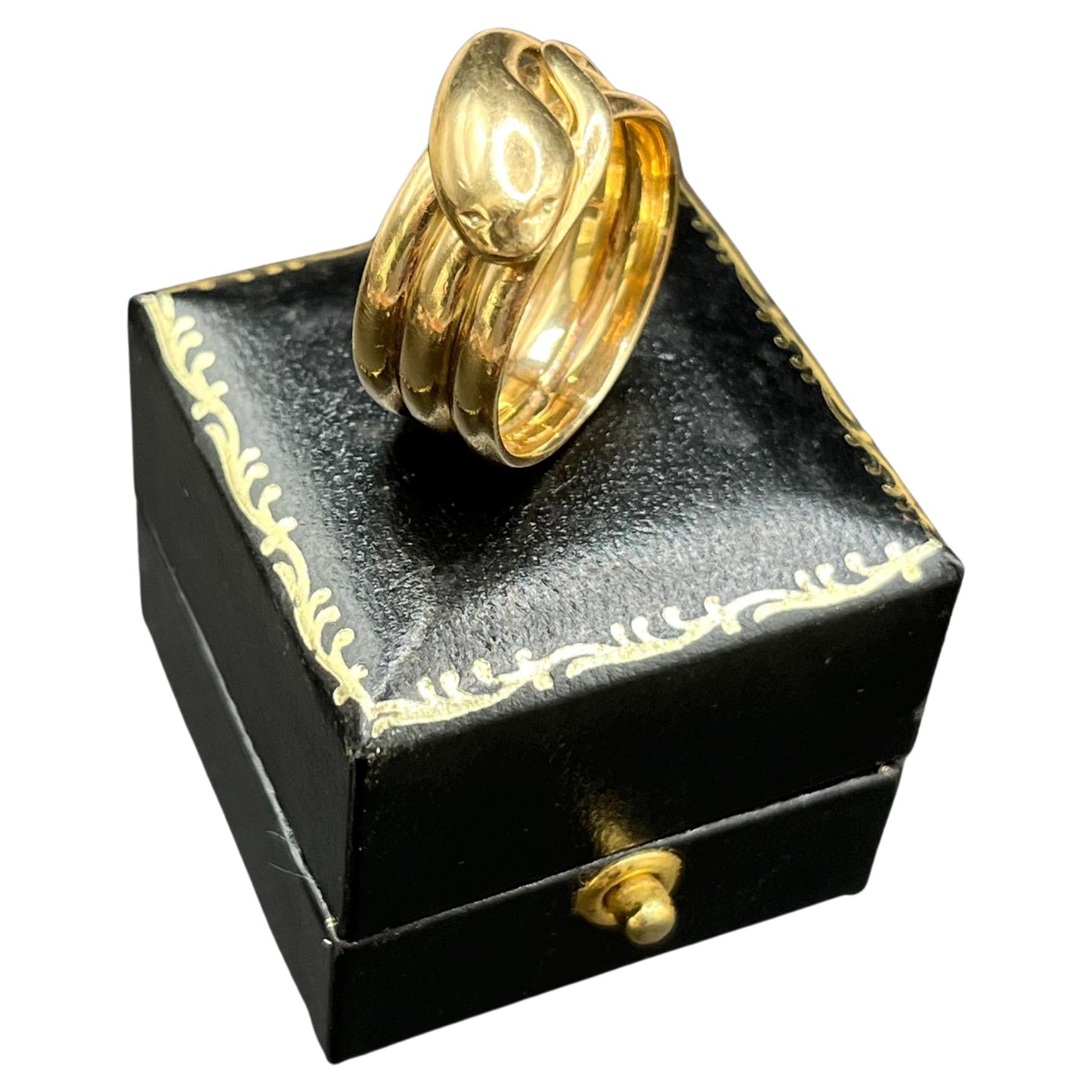 Vintage 9ct Gold Snake Ring, London Hallmarked 1971