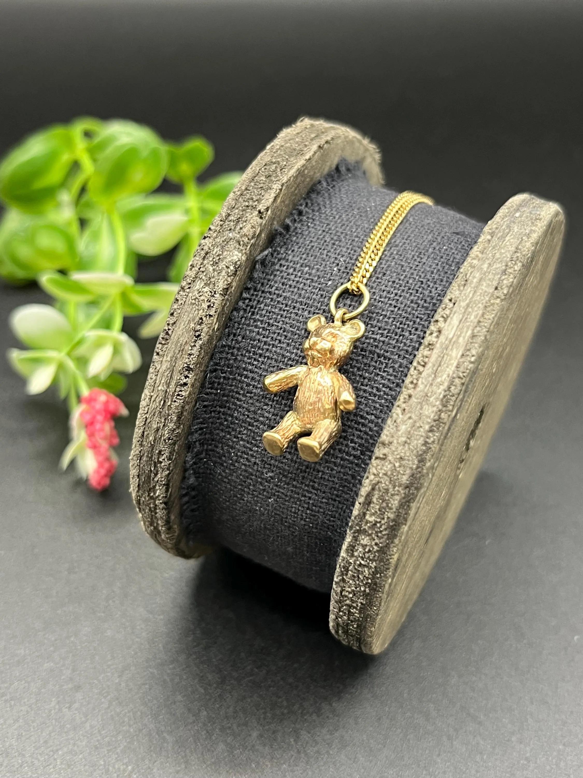 Women's or Men's Vintage 9ct Gold Stamped, Circa 1970s Teddy Bear Pendant Charm For Sale