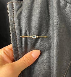 Vintage 9ct Gold Stamped, London Hallmarked 1990, Aquamarine & Pearl Bar Brooch