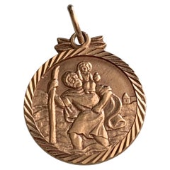 Pendentif vintage en or 9 carats représentant saint Christophe
