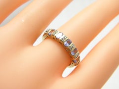 Vintage 9ct Gold Tanzanite Diamond Cluster Eternity Ring 375 Purity