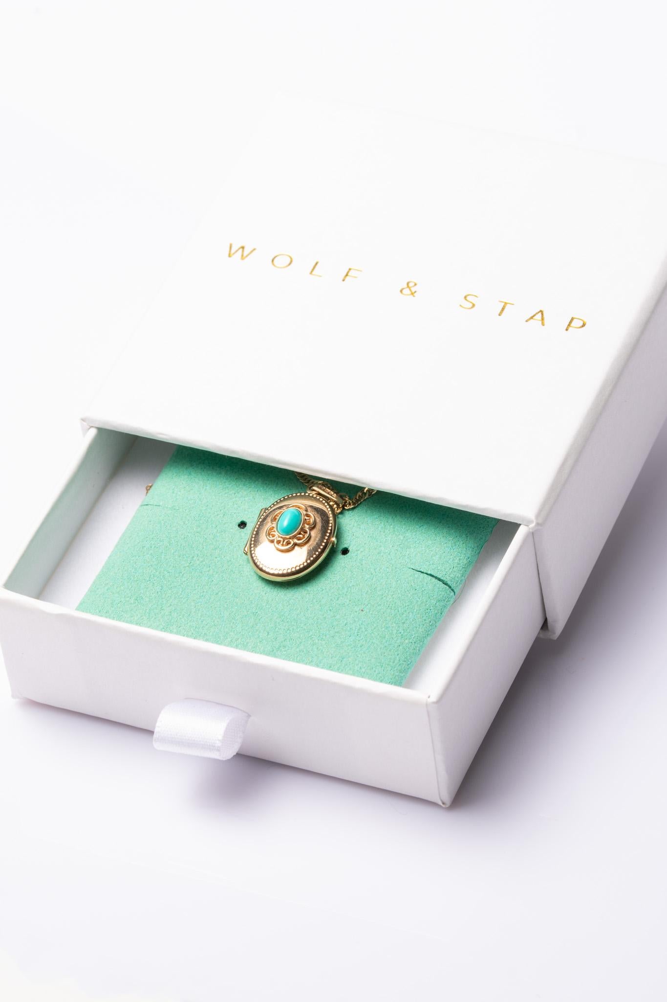 Cabochon Vintage 9ct Gold Turquoise Locket Necklace With A Chain