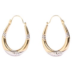 Orecchini a cerchio creoli bicolore in oro 9ct vintage