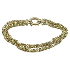 Vintage 9ct Gold Vermeil Heavy 4 Strand Byzantine Bracelet 925 Purity