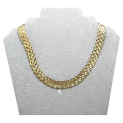 Vintage 9ct Gold Vermeil Sparkle Weave Plait Necklace Chain Choker