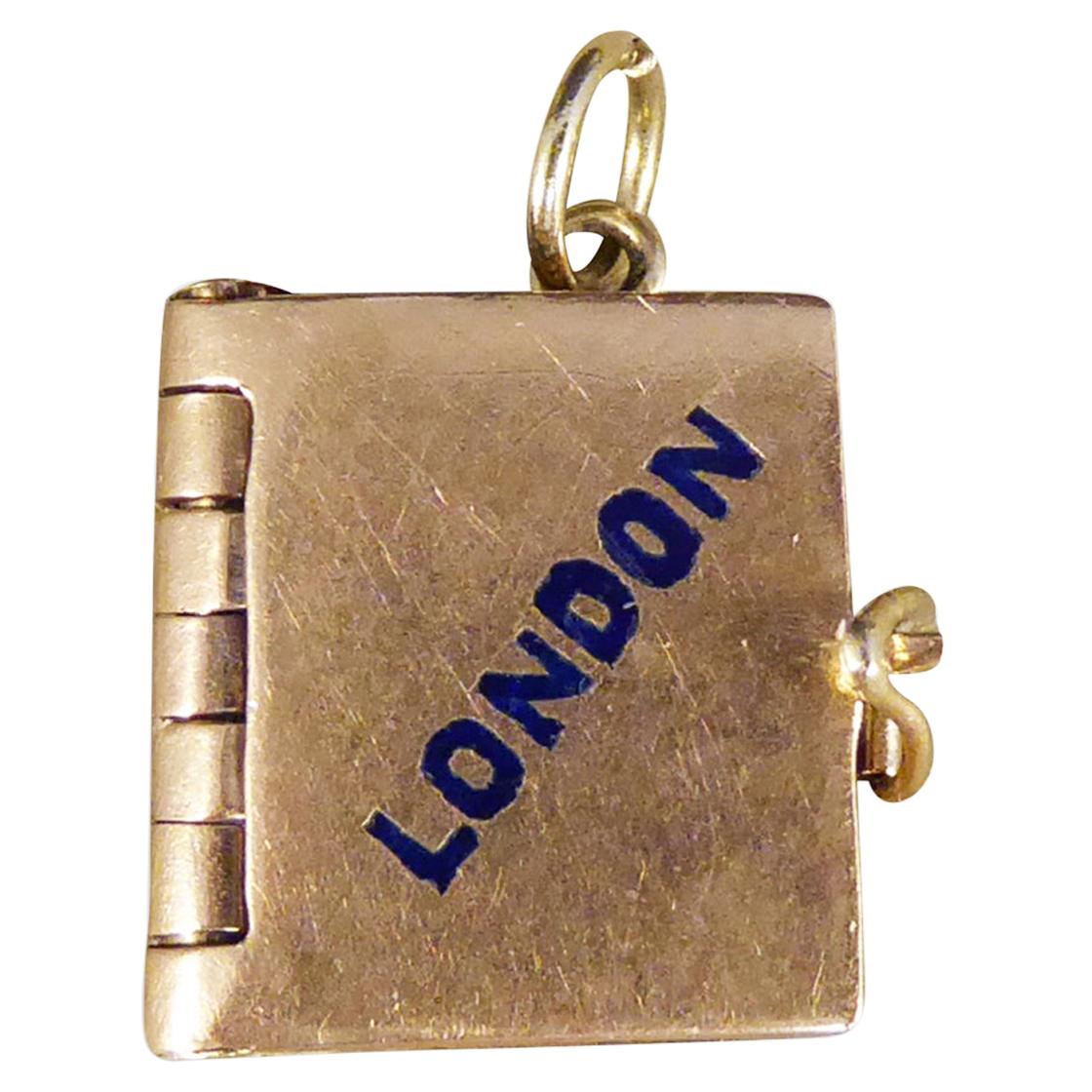 Vintage 9ct Rose Gold London Opening Guide Book Charm