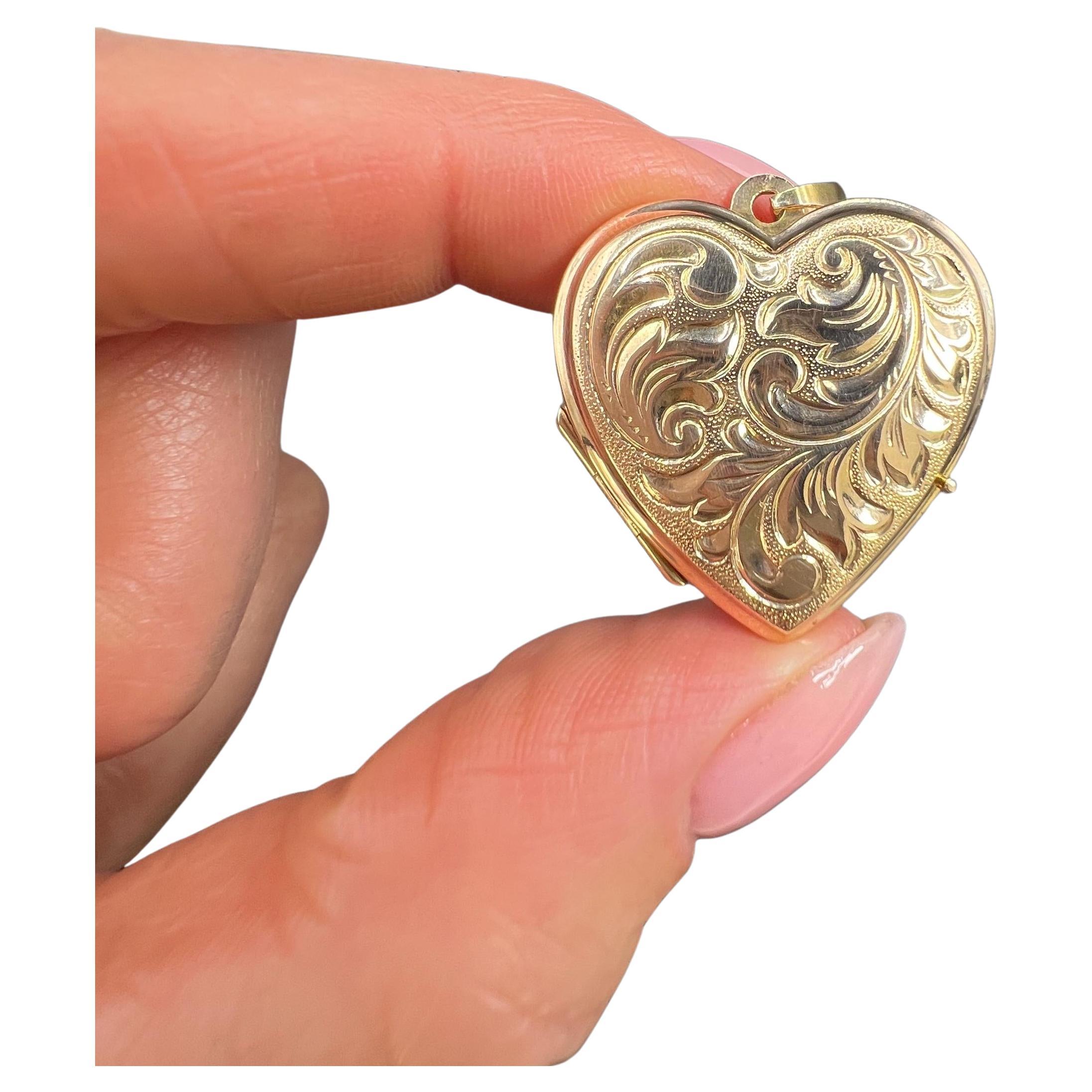 Vintage 9ct Rose Gold, Paisley Engraved Heart Locket, Hallmarked Birmingham 1992