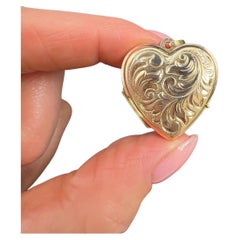 Vintage 9ct Rose Gold, Paisley Engraved Heart Locket, Hallmarked Birmingham 1992