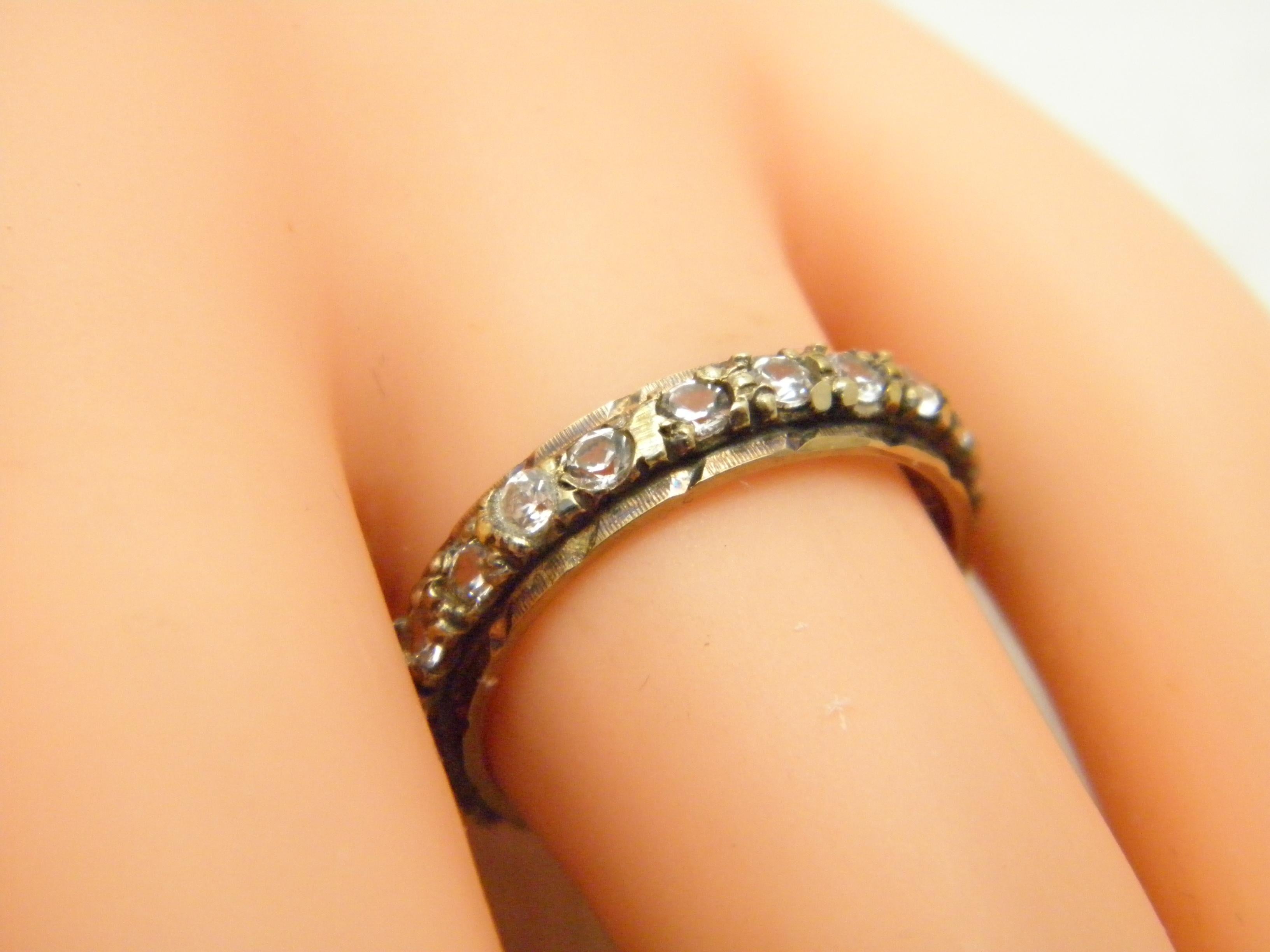 Vintage 9 Karat Roségold Topas Full Eternity Ring Größe M 6,25 375 Reinheit Schwer (Art déco) im Angebot