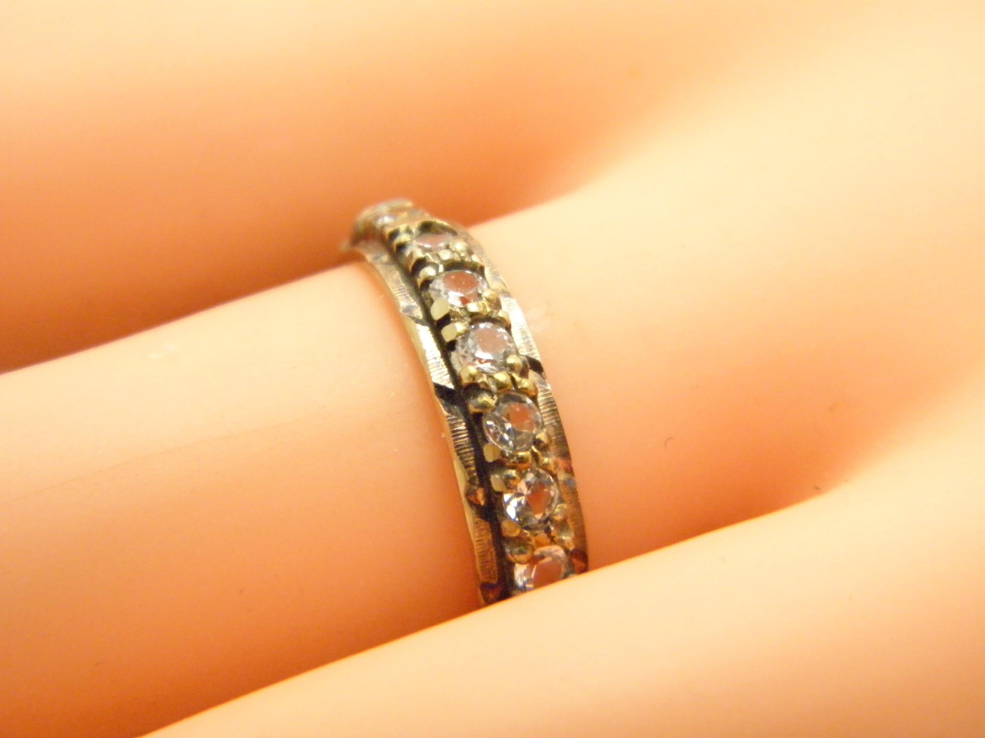 Vintage 9 Karat Roségold Topas Full Eternity Ring Größe M 6,25 375 Reinheit Schwer (Rundschliff) im Angebot