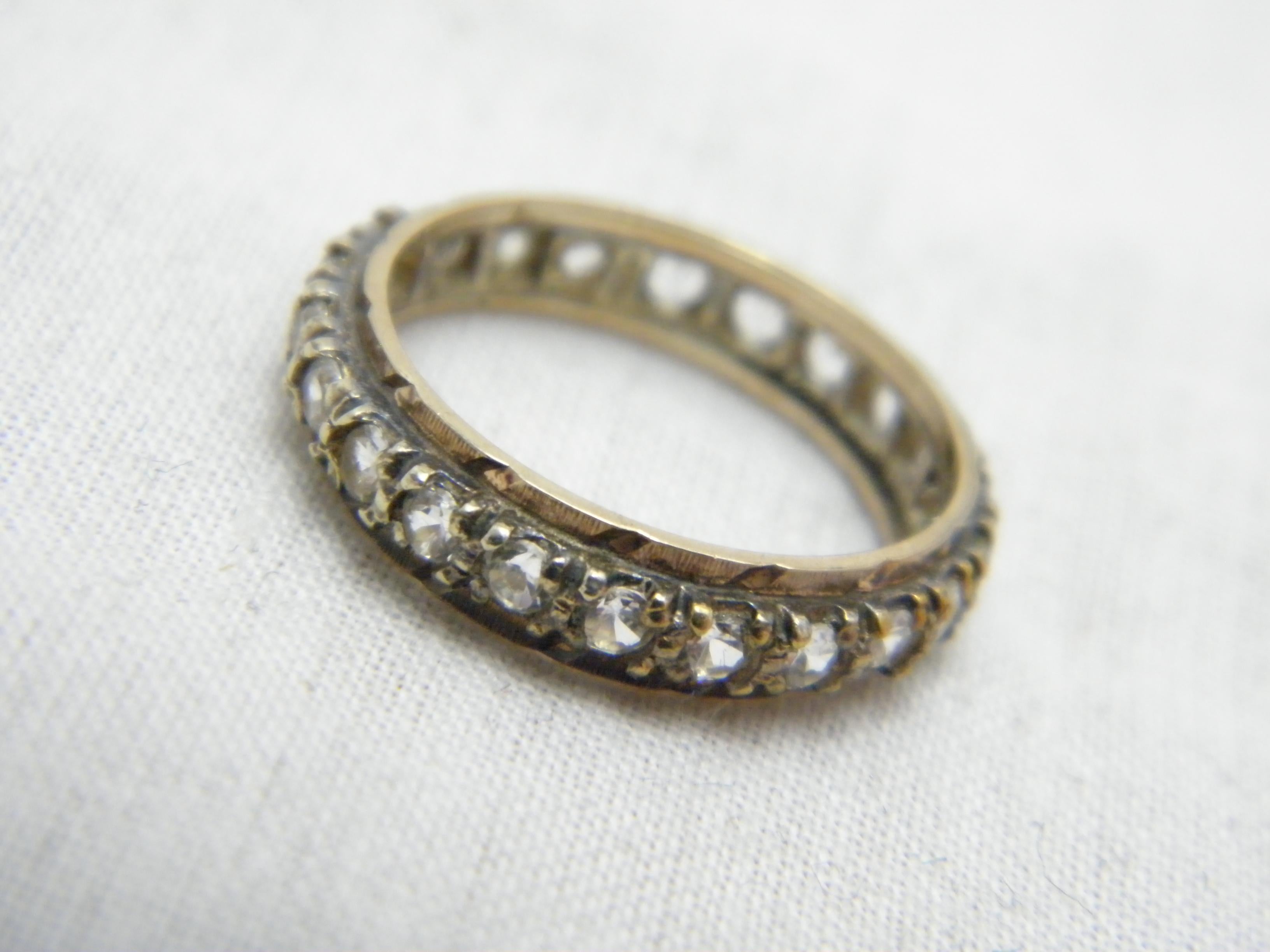 Vintage 9 Karat Roségold Topas Full Eternity Ring Größe M 6,25 375 Reinheit Schwer im Zustand „Gut“ im Angebot in Camelford, GB
